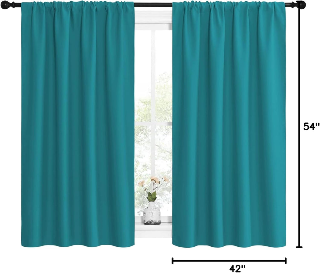 NICETOWN Peacock Blue Blackout Curtains Panels for Window, Thermal Insulated Rod Pocket Blackout Drapes/Draperies for Living Room (2…