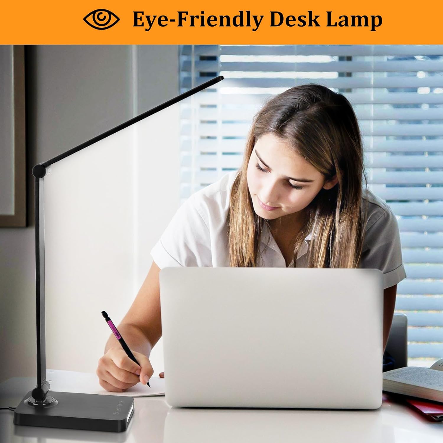 LED Desk Lamp with USB Ports, Touch Desk Lamps for Home Office with 5 Color Modes,3 Brightness Desk Light with Small Night Light, Reading…