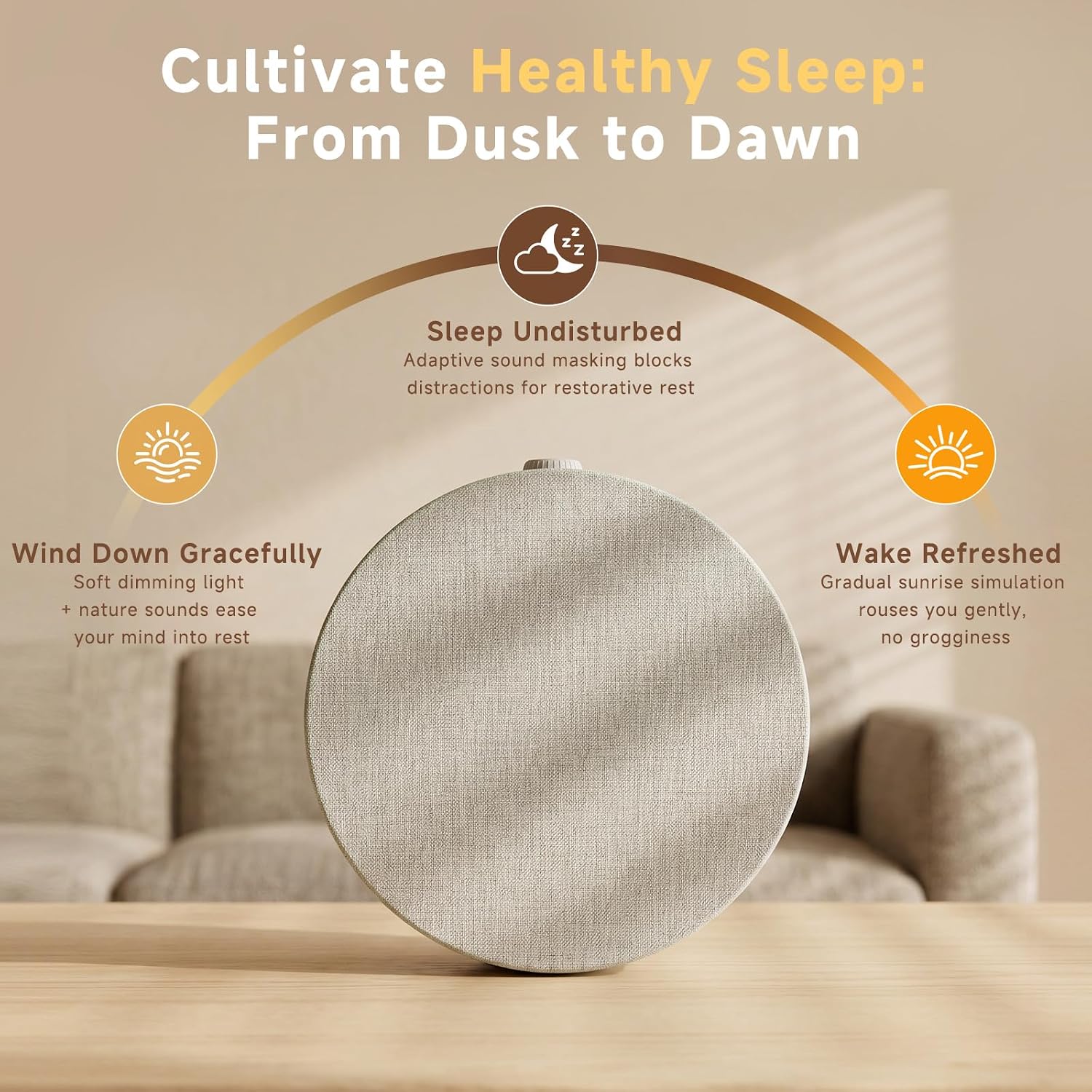 Geuuap Sunrise Alarm Clock White Noise Machine | Natural Wake-Up Light for Bedroom with 30 Soothing Sleep Aids, Bluetooth Speaker…