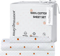 Twin Fitted Sheet with 18" Deep Pockets, Flat Sheet - Percale Weave Natural - Breathable 100% Cotton Bedding, 1 Fitted Sheet + 1 Flat…