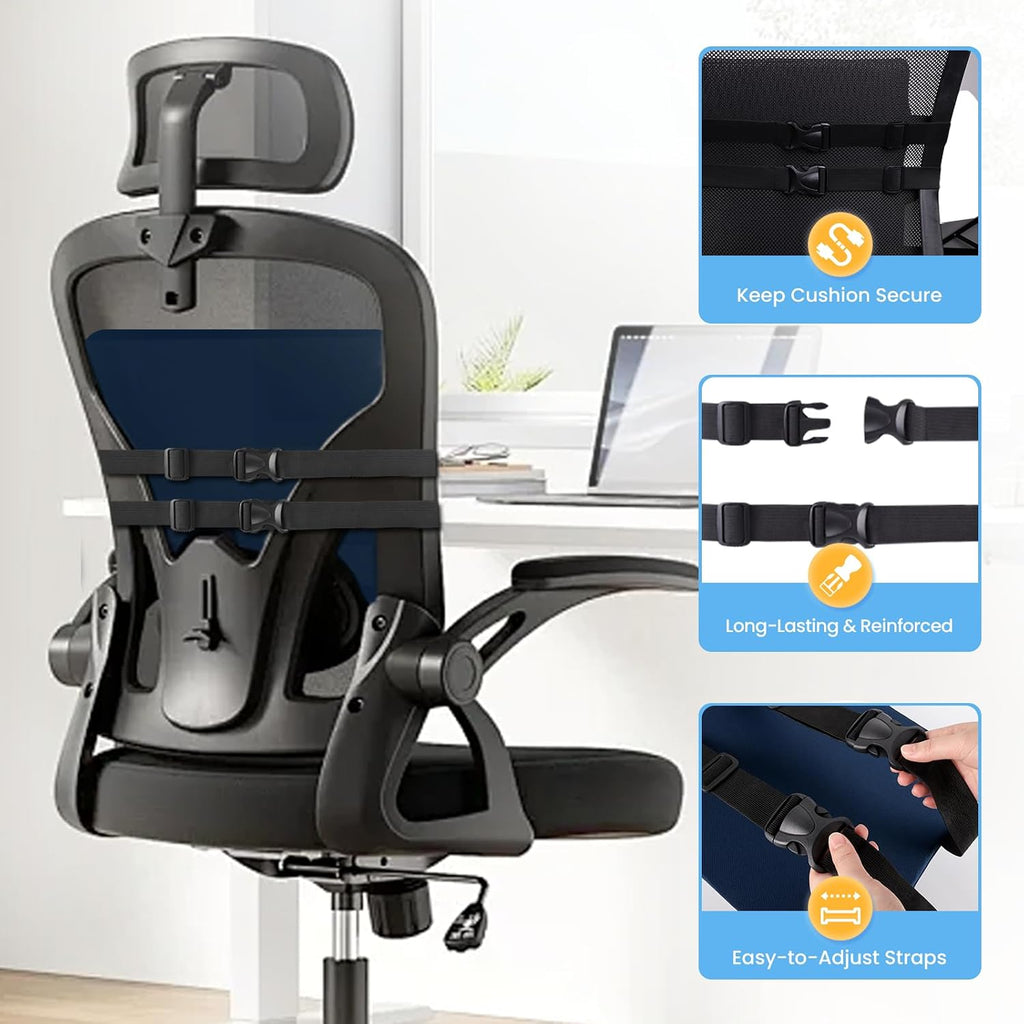 SweetSlubr Lumbar Support Pillow for Office Chair, Car Seats and Home Desks, Ergonomic Back Support with Double Adjustable Straps…
