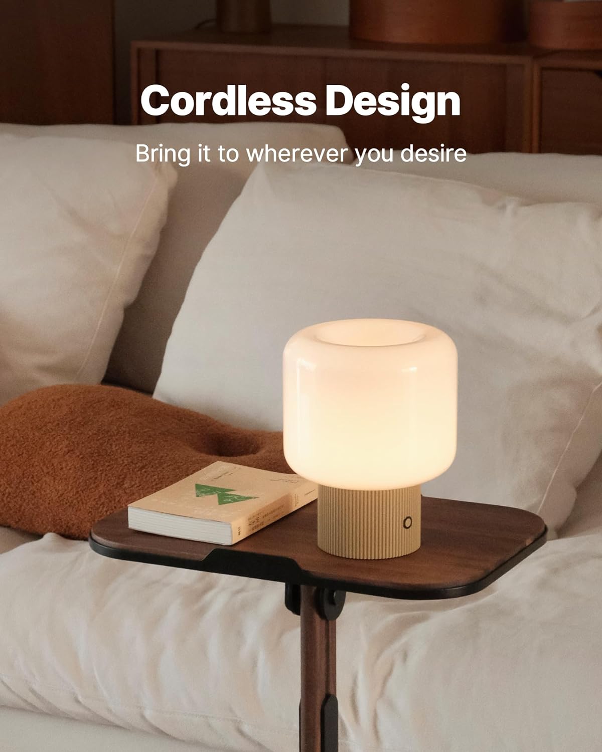 MAGCHARM Halo Mushroom Lamp, 5W Cute Cordless Rechargeable Table Lamp with Glass Shade, 3 Color Temps LED Dimmable Ambient Lighting…
