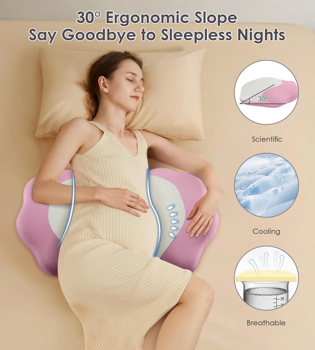 Donama Memory Foam Maternity Pillow for Sleeping, Pregnancy Pillows Support for Back Belly HIPS, Adjustable Travel Wedge Pillow for Pregnan…