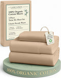 LaneLinen LANE LINEN 100% Organic Cotton Twin XL Sheets Set, Fully Elasticized Bed Sheets Set Twin XL Size Perfetct for Hospital beds, Deep…