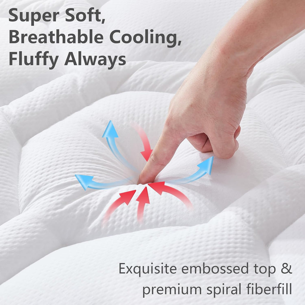 ELVEN HOME King Size Mattress Pad Waterproof, Cooling Mattress Topper Noiseless, Leak Proof Mattress Protector Deep Pocket Washable…