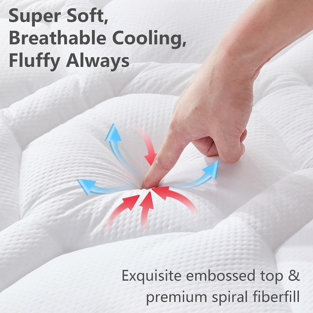 ELVEN HOME Full Size Mattress Pad Waterproof, Cooling Mattress Topper for Double Bed, Pillow Top Quilted Fitted Mattress Protector Cover…