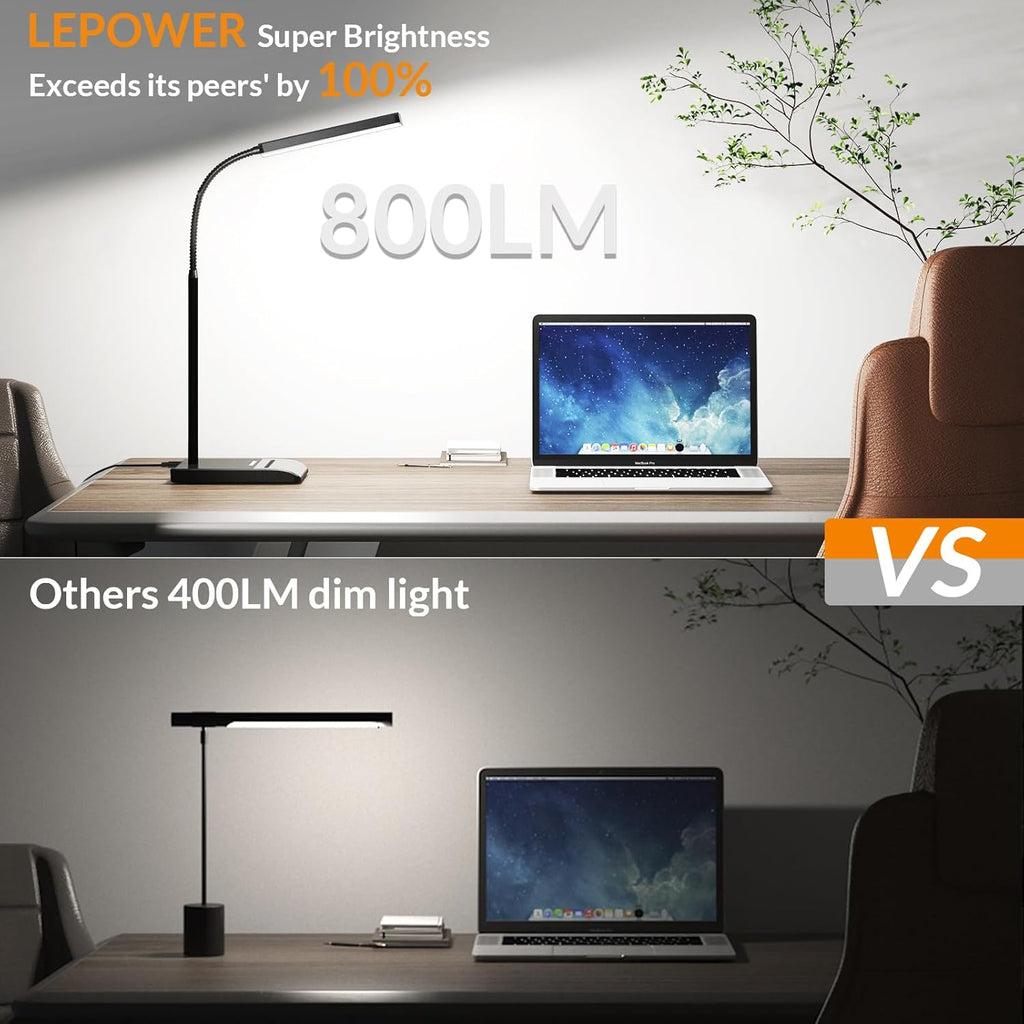 LEPOWER Desk Lamp, 800LM LED for Home Office, 12W Reading for Desk, Eye-Caring Light, Touch Table Gooseneck Lamp, 50 Lighting Modes…