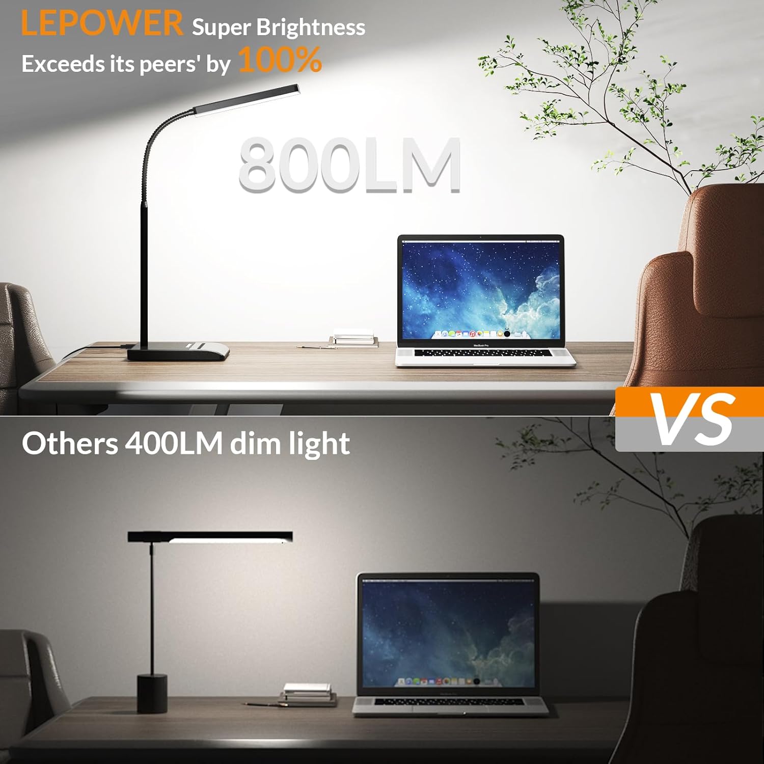 LEPOWER Desk Lamp, 800LM LED for Home Office, 12W Reading for Desk, Eye-Caring Light, Touch Table Gooseneck Lamp, 50 Lighting Modes…