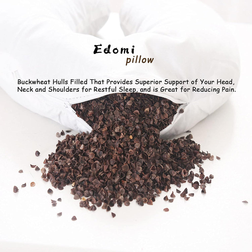Edomi Buckwheat Neck Pillow, Comfortable U Shaped Travel Pillow Portable Pillow for Sleeping Recliner Chair Washable Pillowcase Buckwheat H…