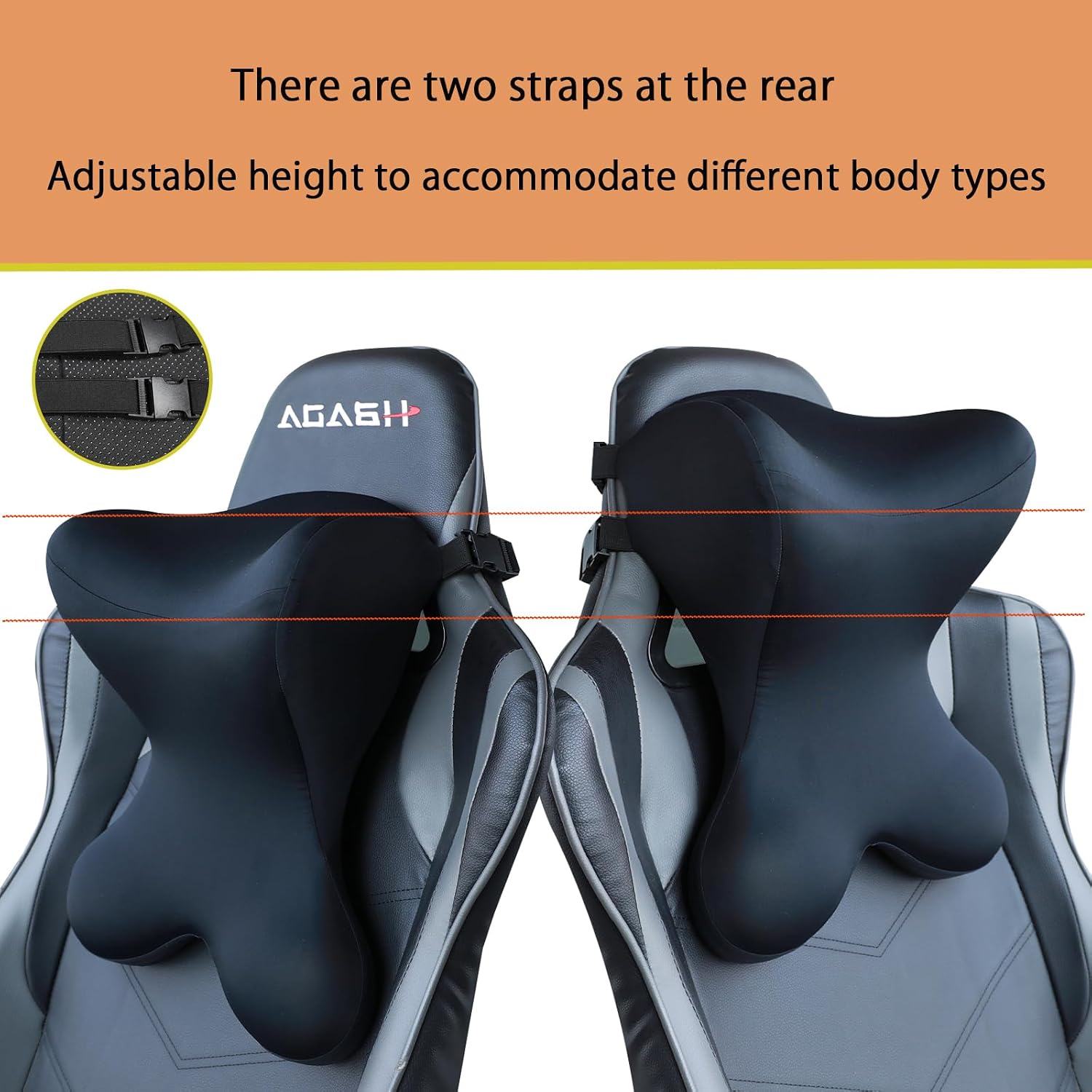 Car Headrest Pillow, Neck Support for Office Chair,100% Memory Foam Car Neck Pillow - Ergonomic Neck Support with Adjustable Double Strap…