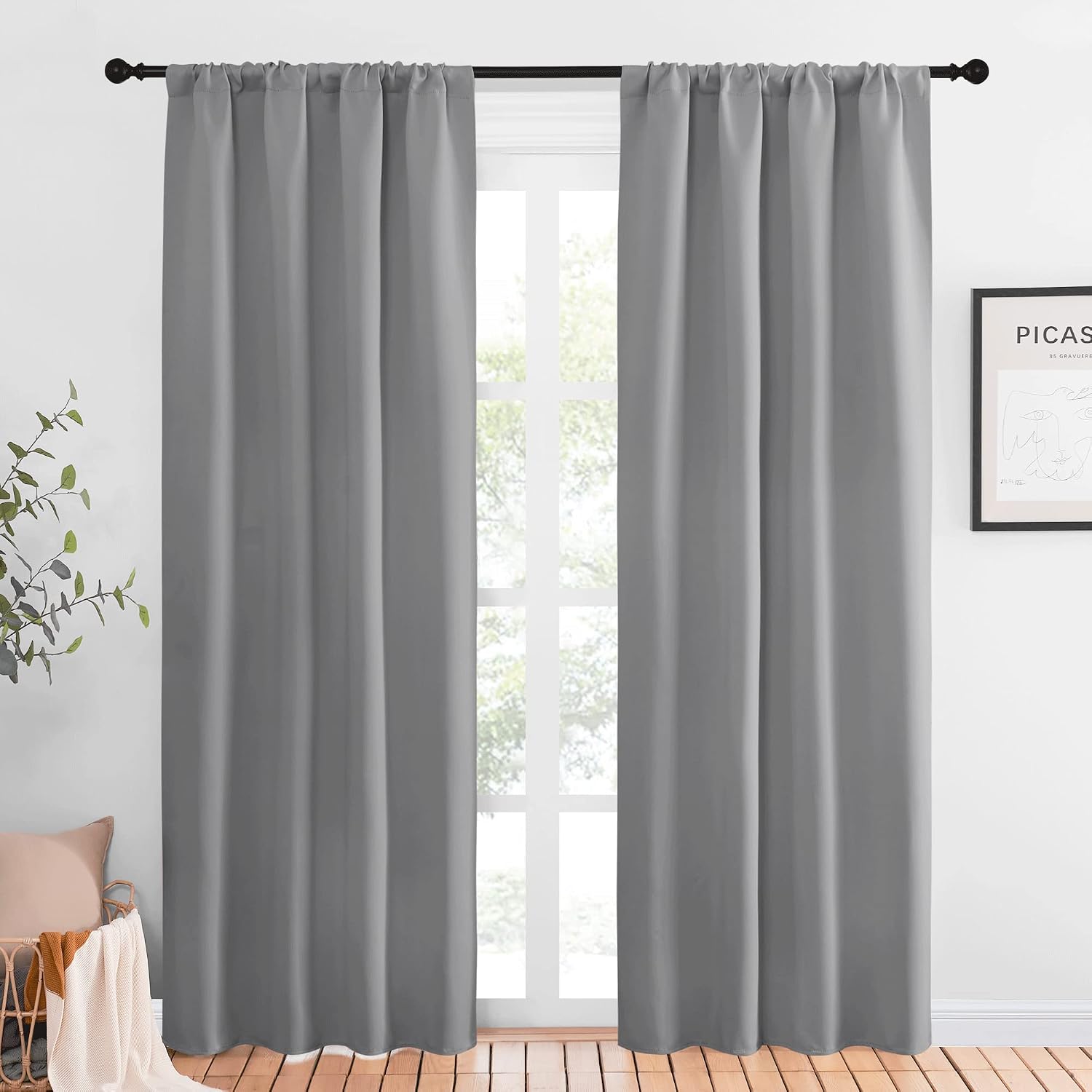 NICETOWN Blackout Curtains 84 for Office - 3 Pass Microfiber Noise Reducing Thermal Insulated Solid Rod Pocket Blackout Window…