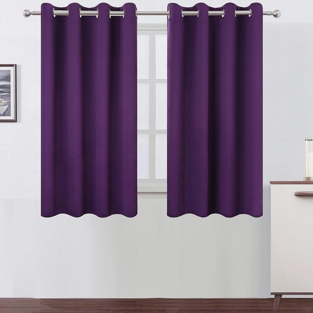Lemomo Purple Thermal Blackout Curtains/52 x 54 Inch/Set of 2 Panels Room Darkening Curtains for Bedroom 54 Inch silver