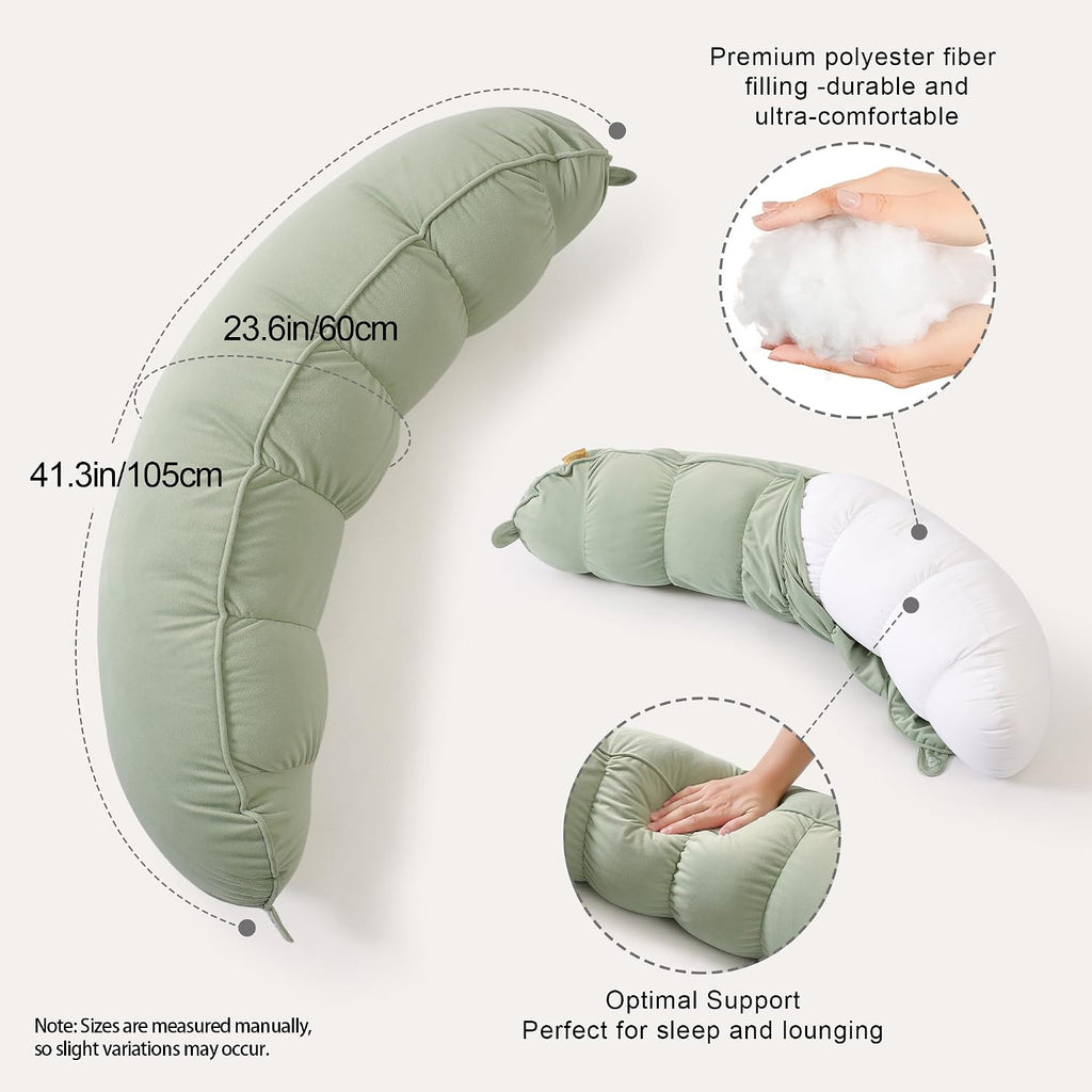 Peallow(Pat. Pend) – Long Round Body Pillow for Adults, Bolster Pillow for Sleeping, Soft and Supportive Pillow for Sleeping & Lumbar…