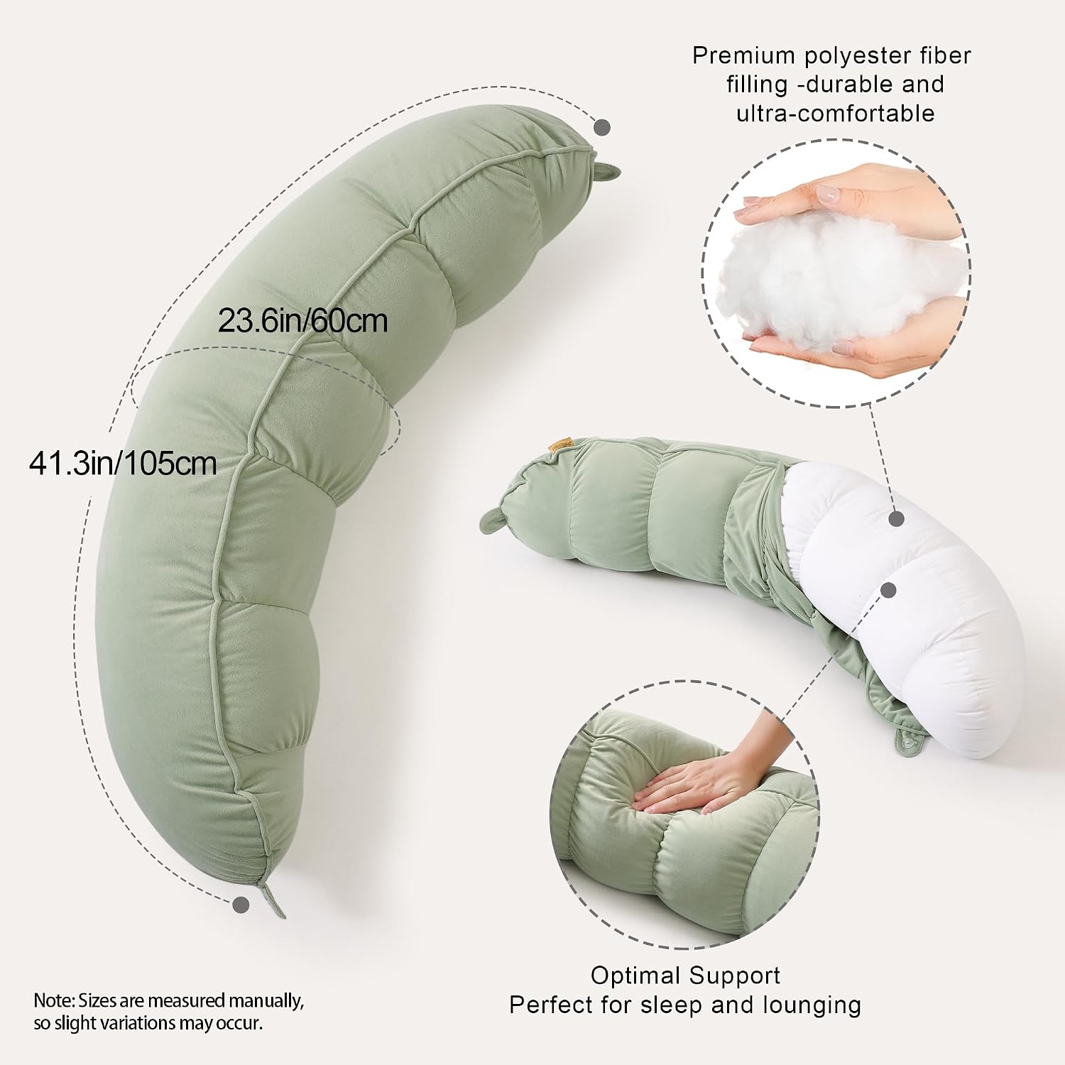 Peallow(Pat. Pend) – Long Round Body Pillow for Adults, Bolster Pillow for Sleeping, Soft and Supportive Pillow for Sleeping & Lumbar…