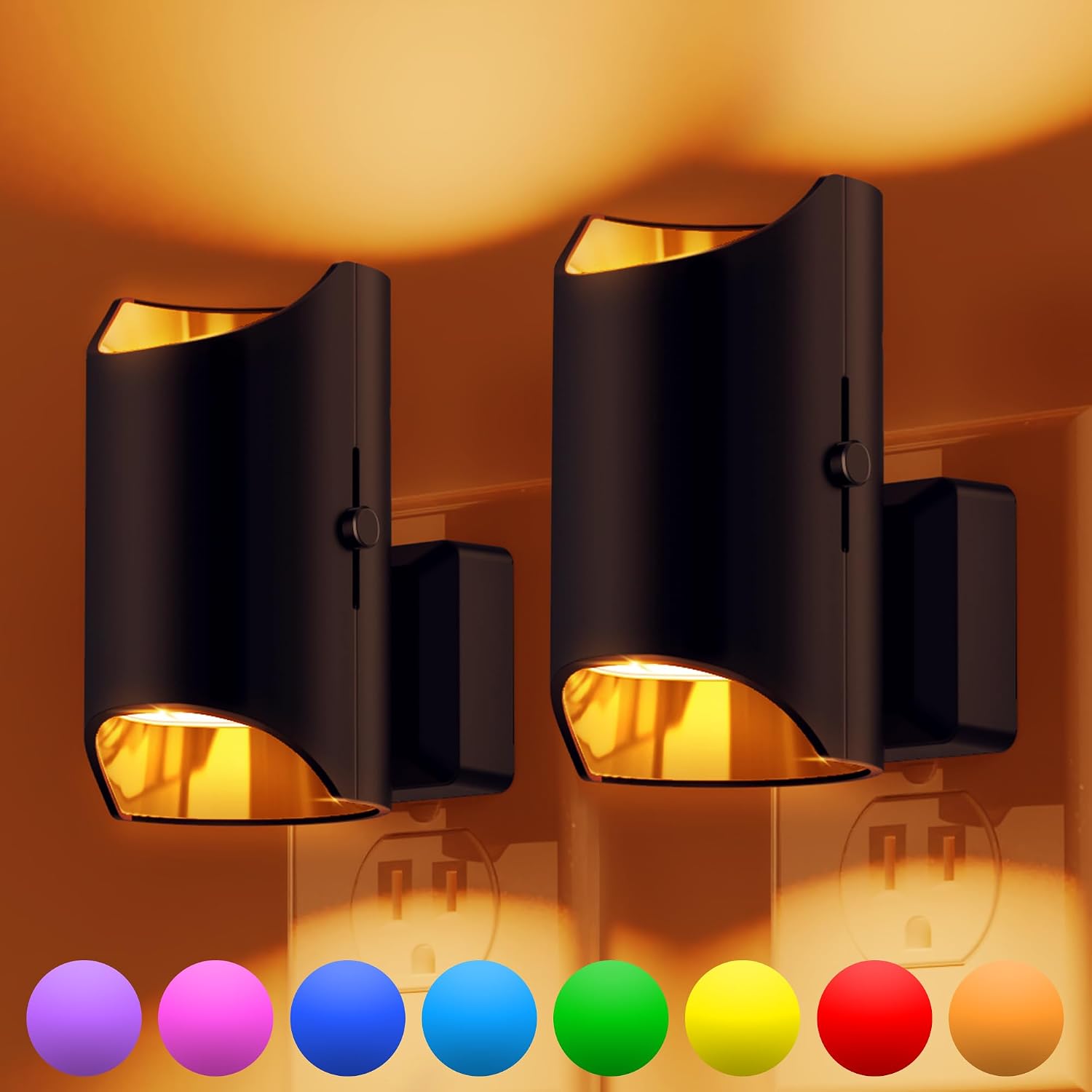 L LOHAS LED Night Lights Plug into Wall, Plug in Night Light with Dusk to Dawn Sensor, Color Changing Nightlight for Kids Hallway Bedroom…