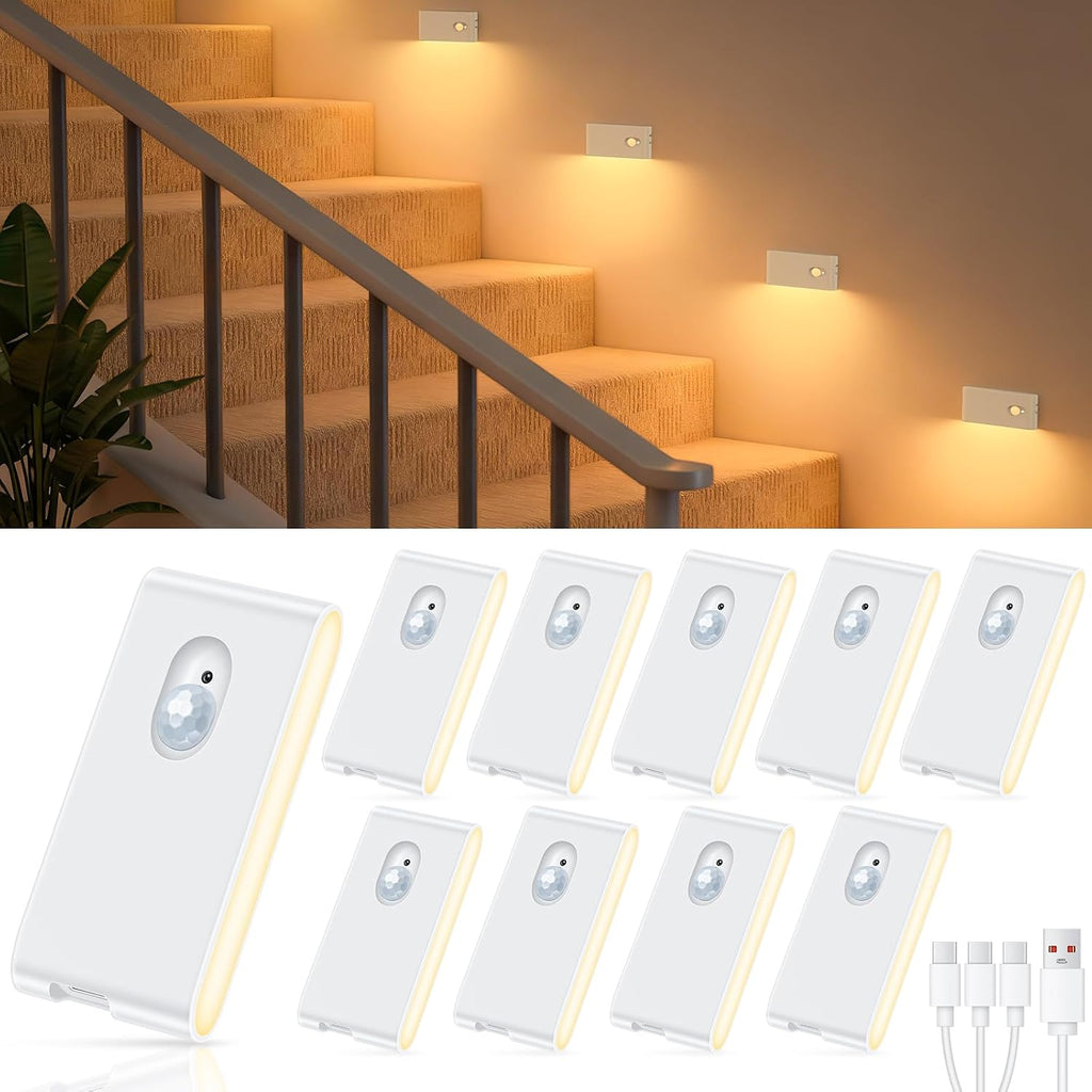 Willed Rechargeable Night Light, Warm White Stair Lights Indoor, Wireless Motion Sensor Night Light, Stick On Lights for Stairs, Hallway, S…