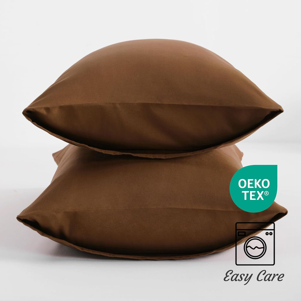 Ntbay King Pillow Cases Set of 2, 2 Pack Brushed Microfiber 20x40 Pillow Cases, Soft, Wrinkle, Fade, Stain Resistant Brown Pillow Cases wit…