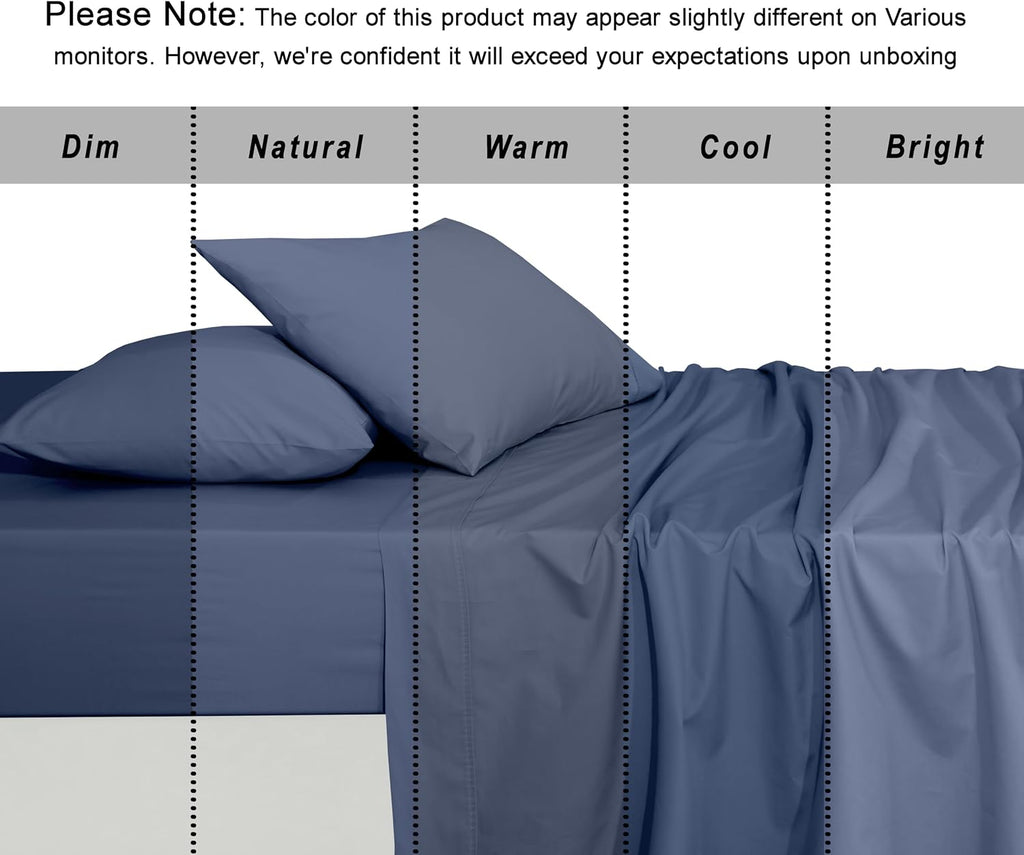 Ruvanti 100% Cotton Organic Percale Sheets Queen Size – Crisp Cooling Bed Sheets for Hot Sleepers, Deep Pocket 15”, Soft Peach Finish, Brea…