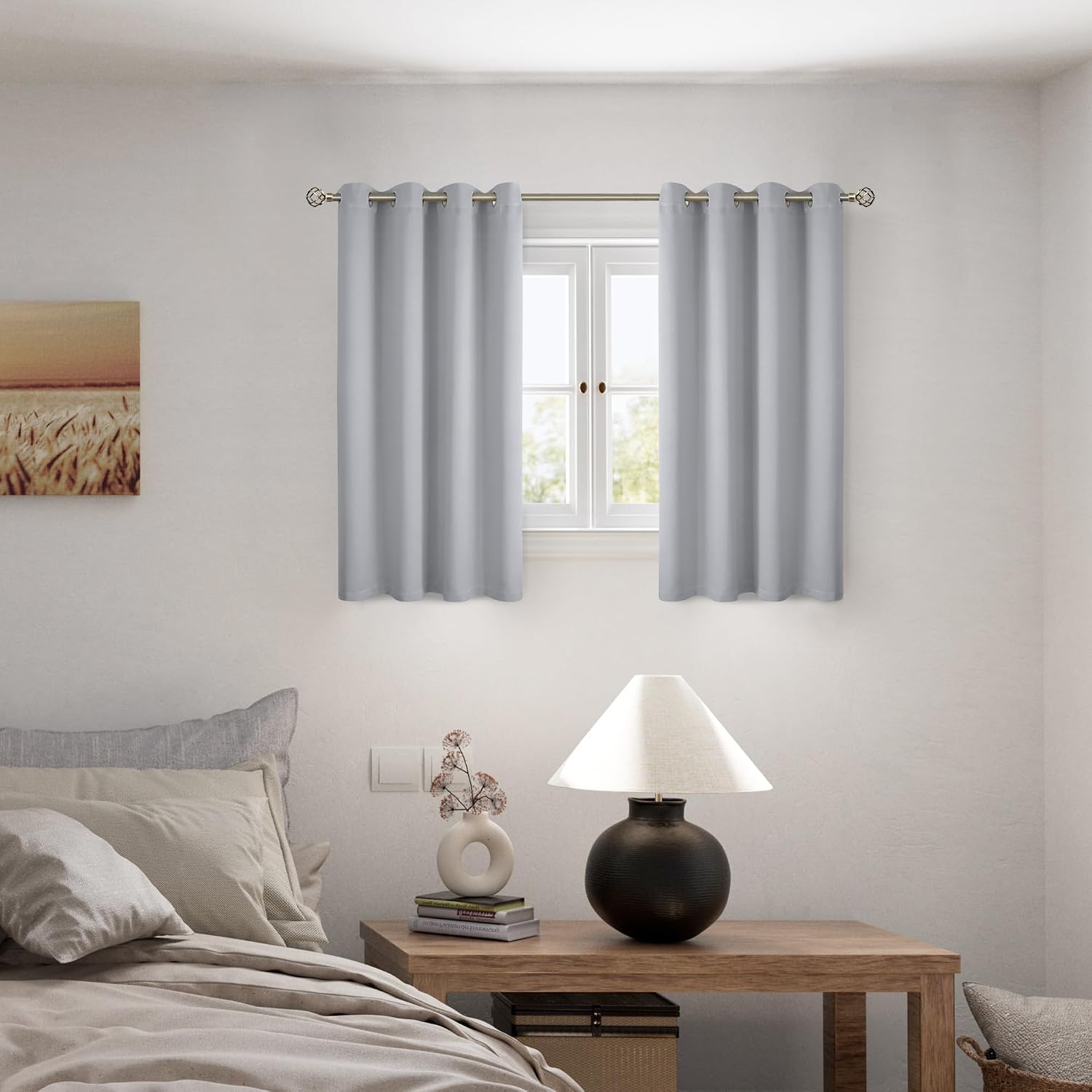 BGment Short 100% Blackout Curtains for Bedroom, Thermal Insulated Energy Efficiency Noise Reducing Grommet Curtains 54 Inch Length with Li…