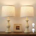 Vintage Table Lamp for Living Room Bedroom, 18.5" Farmhouse Bedside Lamps Nightstand Lamp Set of 2, Table Lamps with Oatmeal Linen Lamp…