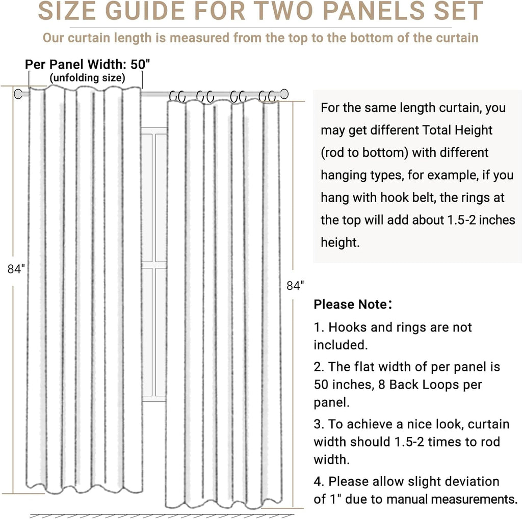 100BlackoutShield 100% Blackout Shield Linen Blackout Curtains for Bedroom 120 Inches Long, Back Tab/Rod Pocket Living Room Drapes, Thermal…