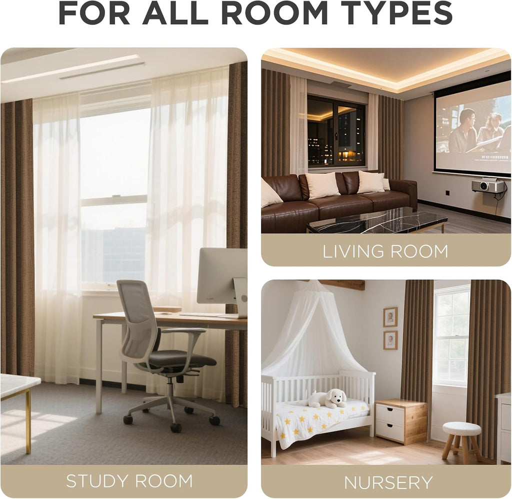 Joydeco Blackout Curtains for Bedroom - 100% Light Blocking 2 Panels Cappuccino Drapes 66" W x 84" L, Thermal Insulated Room Darkening Curt…