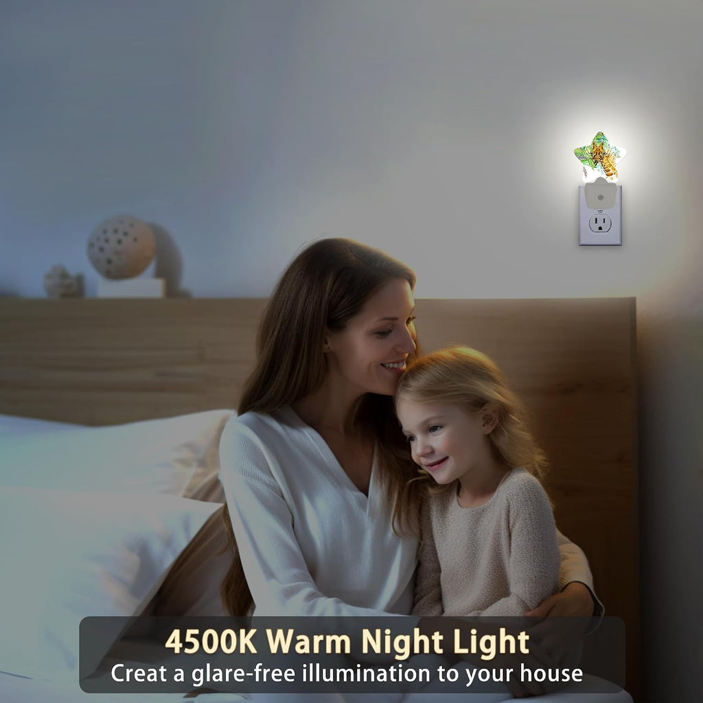 Abstract Giraffe Night Lights Plug into Wall with Dusk to Dawn Sensor, Lamp for Bedroom Bathroom Hallway Nightlight for Women Girls