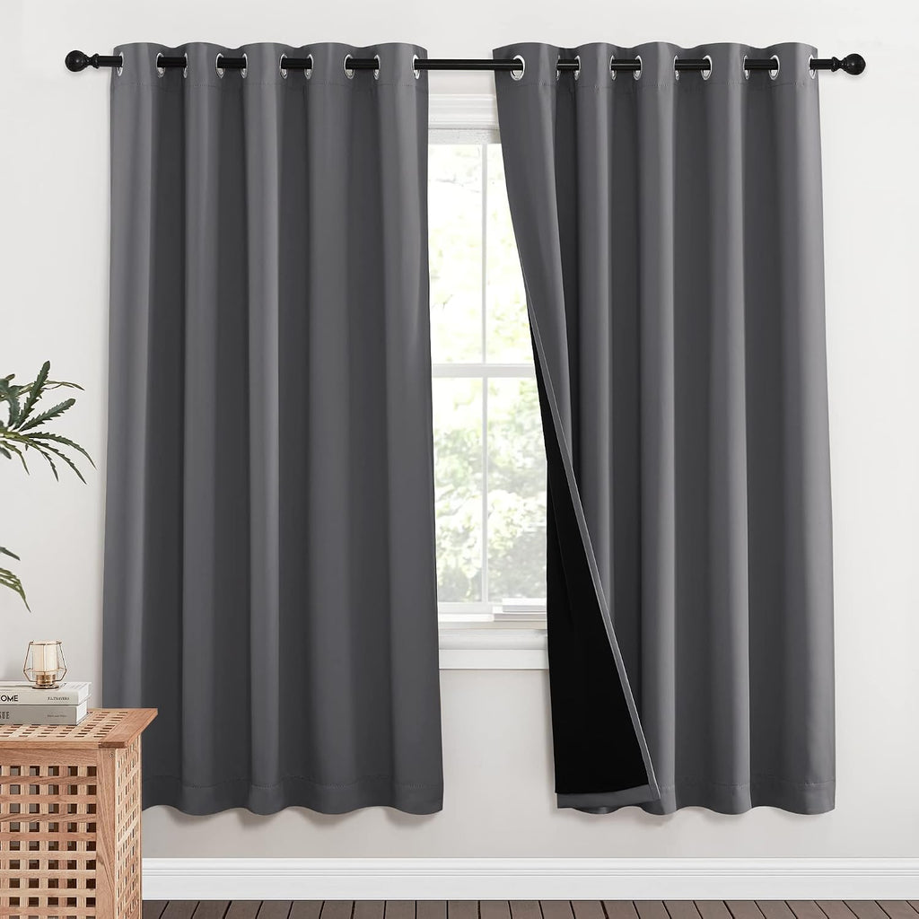 Nicetown Grey Full Shade Curtain Panels, Pair of Energy Smart & Noise Blocking Out Blackout Drapes for Dining Room Window, Thermal Insulate…