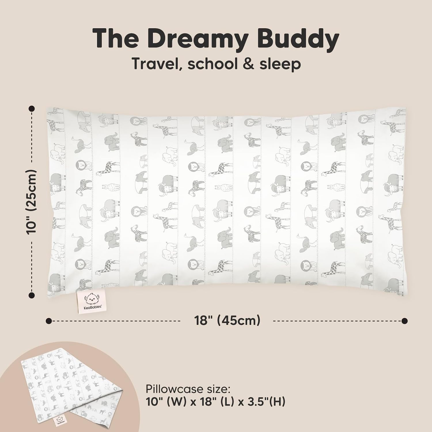 Toddler Pillow with Pillowcase - 10x18 My Little Dreamy Kids Travel Bed Pillows for Sleeping, Organic Cotton Small Pillowcase, Soft &…
