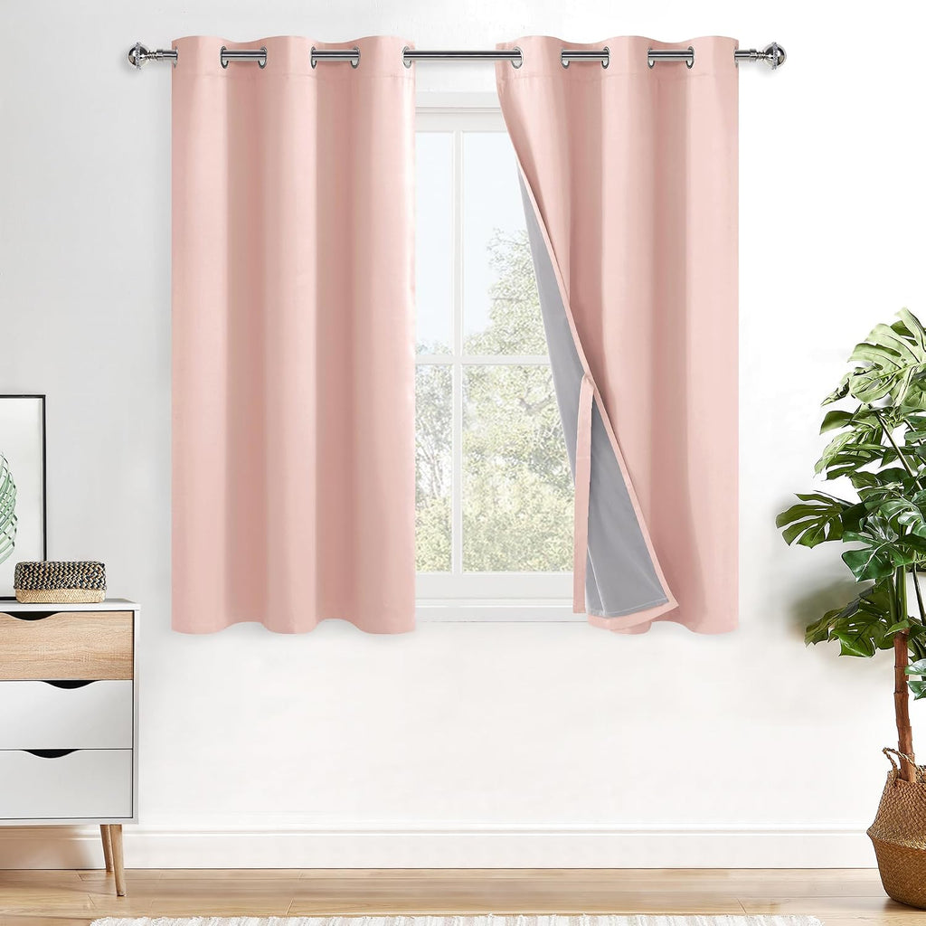 Xwzo 100% Blackout Curtains 2 Panels with Tiebacks- Heat and Full Light Blocking Window Treatment with Black Liner for Kid's Room, Grommet…