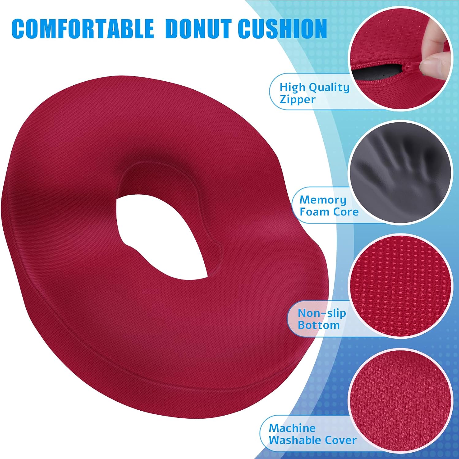 BlissTrends Donut Pillow Seat Cushion, Donut Chair Cushions for Postpartum Pregnancy & Hemorrhoids, Tailbone Cushion, Memory Foam Lifting Cush…