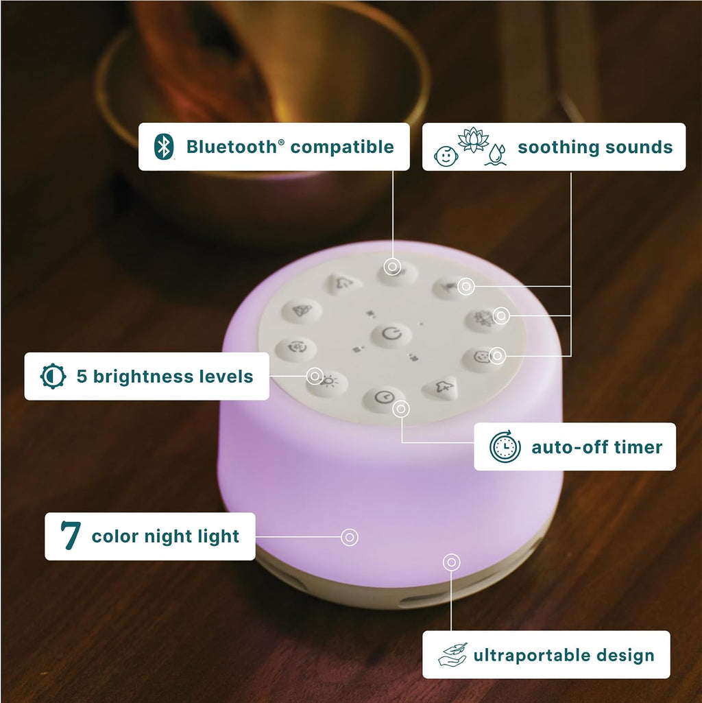 Homedics SoundSleep Aura, Sound Machine for Better Sleep, 7-Color Mood-Enhancing Light, 28 Soothing Sounds, Bluetooth Compatible…