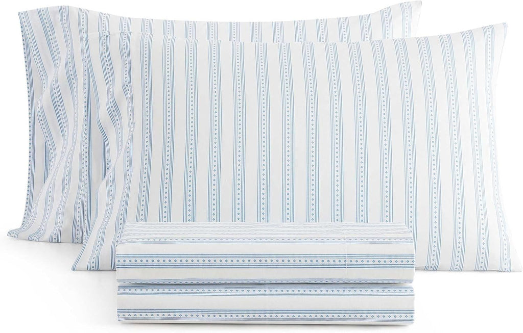 MarthaStewart Martha Stewart - King Size Sheets Set, Crisp & Tailored Cooling Sheets with a Smooth Cotton Percale Lightweight Feel - Bed Sh…