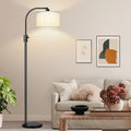 Nintiue Upgraded Modern Arc Dimmable Tall Standing Floor Lamp with White Shade, 1200 Lumens LED Bulb Included, for Living & Reading Room…