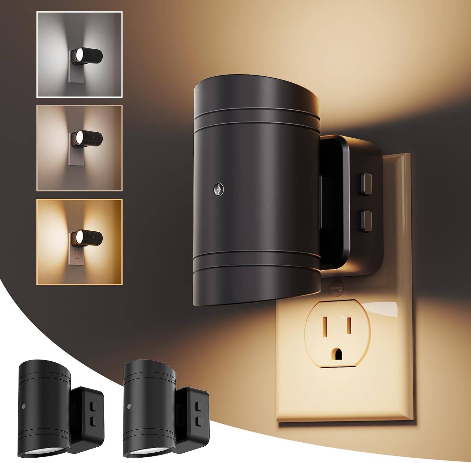 L LOHAS LED Night Light, Dimmable Night Lights Plug into Wall,2 Pack 3CCT Nightlight for Kids,180° Rotatable, 3000K/4000k/5000K…