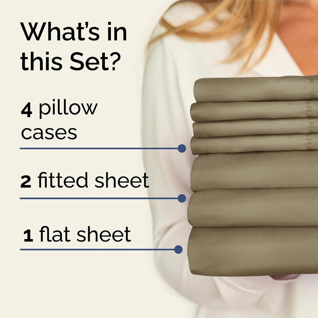 Split King 7 Piece Sheet Set - Comfy Breathable & Cooling - Hotel Luxury Bedding for Women, Men, Kids, Teens & Children - 1 Flat & 2…