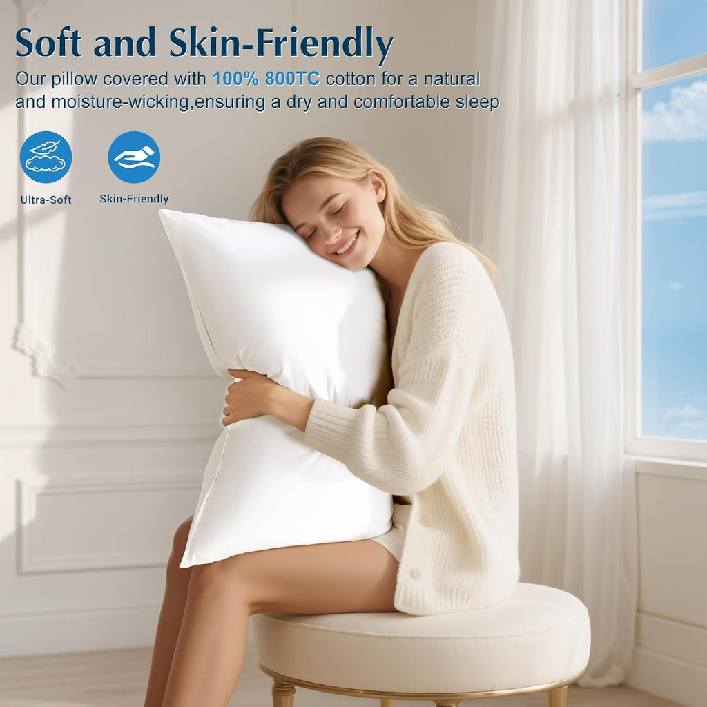 Lianlam Goose Feather Down Pillow Queen Size, 3-Chamber 5 Star Hotel Pillow for Deep Sleep, Soft Bed Pillows for Neck, Perfect for Side, B…
