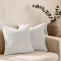 Cocoploceus Off White Pillow Covers 18x18 Throw Pillow Covers Set of 2 Boho Decorative Pillow Shams Stone Washed Cotton Pillowcase for Couc…