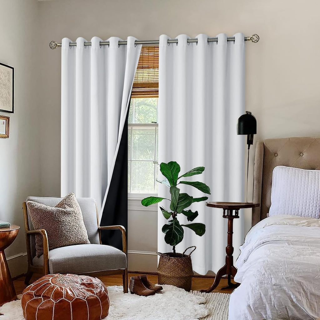 BGment Greyish White 100% Blackout Curtains for Living Room 84 Inch Length 2 Panels, Thermal Insulated Full Light Blocking Energy Save Wind…