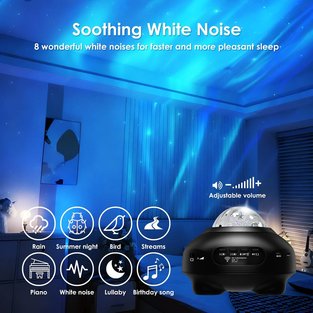 Ranfare Galaxy Projector Northern Lights Projector, 15 White Noise&Bluetooth Northern Lights Projector, Remote+Timer Star Projector Galaxy…