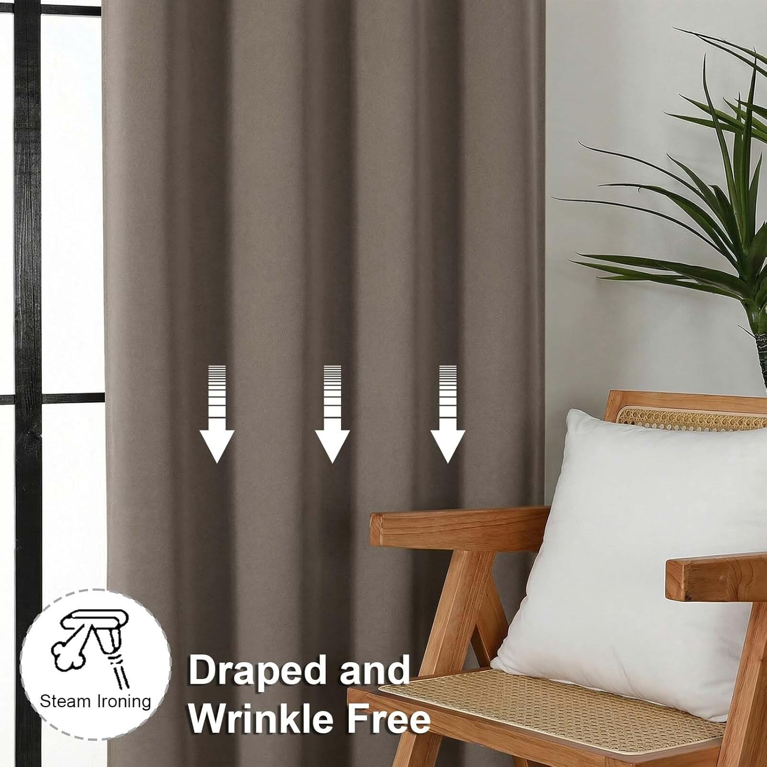 Simplebrand Ava Latte Short Blackout Curtains for Bedroom 54 Inches Long 2 Panels Set, Solid Thermal Insulated, Energy Saving Window Treatm…