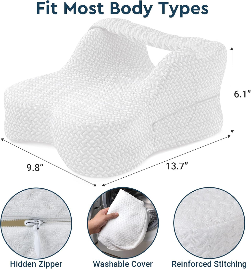 Long Knee Pillow for Side Sleepers with Strap - Large Leg Pillow for Side Sleeping with Full Thigh & Knee Support, Memory Foam Alignment…