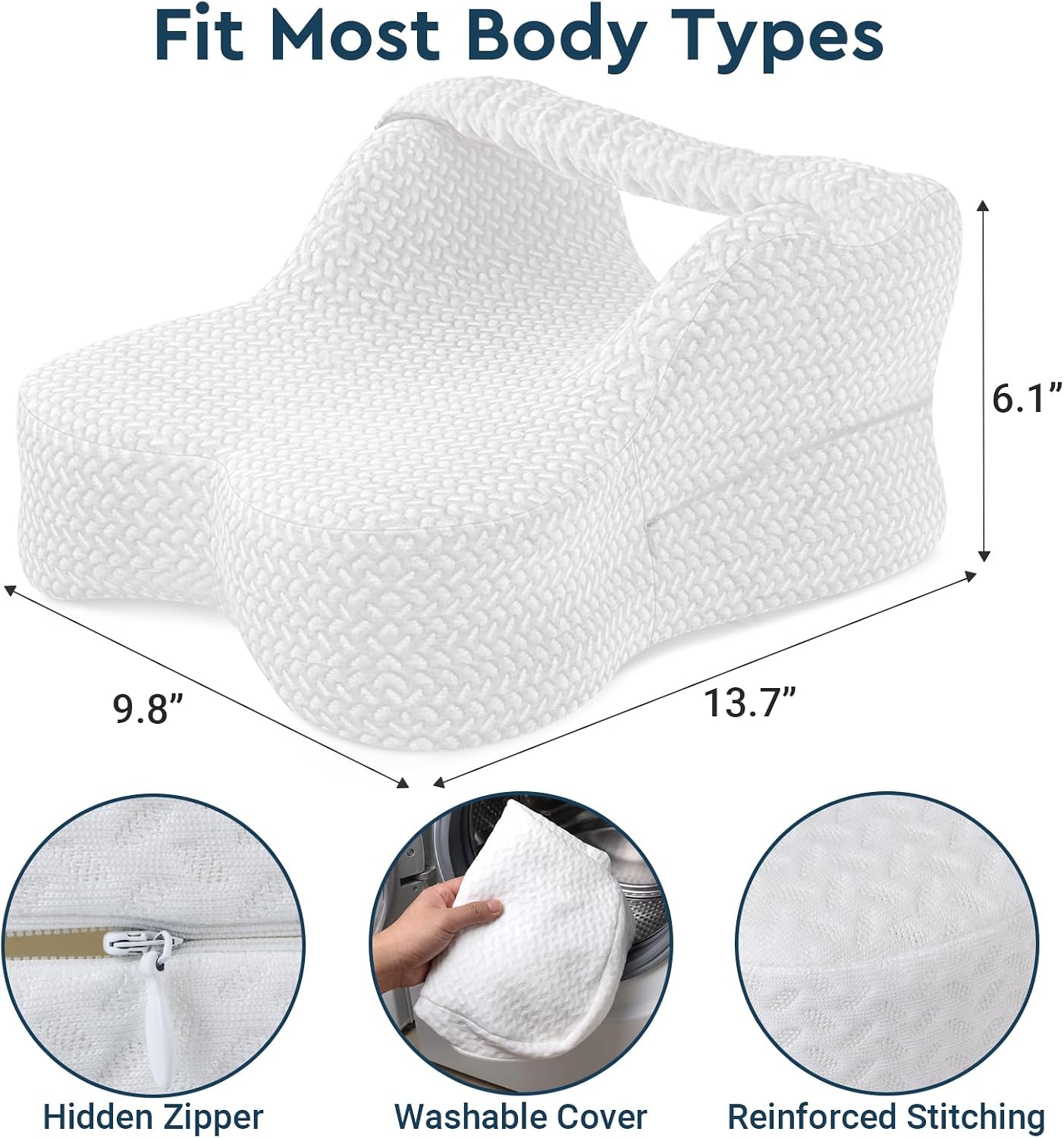 Long Knee Pillow for Side Sleepers with Strap - Large Leg Pillow for Side Sleeping with Full Thigh & Knee Support, Memory Foam Alignment…