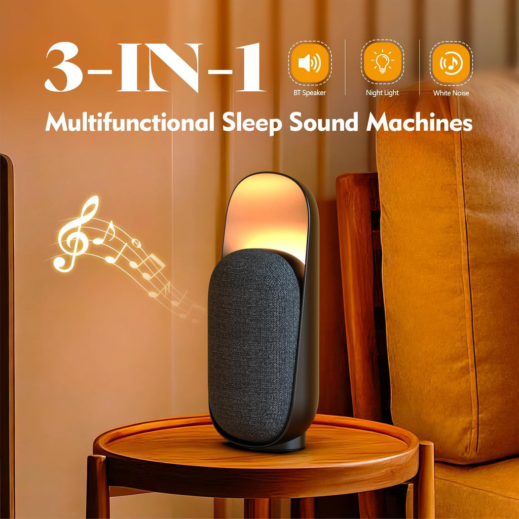 Rorense LED Night Light 3 Light Modes White Noise Machine with BT Speaker,6 Soothing Sounds, Night Light The Light is Soft and Soothing, for…