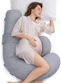 Momcozy Pregnancy Pillow, Original F Shaped Maternity Pillow for Pregnant Women with Adjustable Wedge Pillow, Full Body Support Pregnancy Pi…