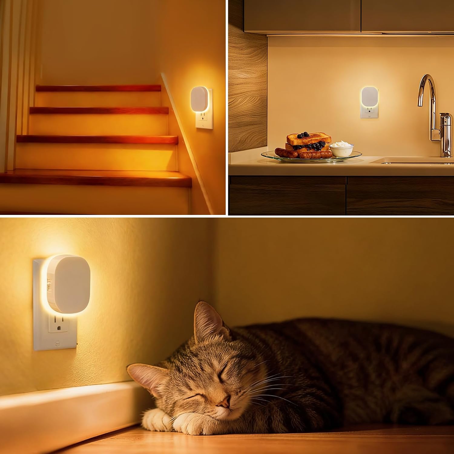 Hiwrolat Plug-in LED Backlit Night Light with Motion Sensor & Dusk to Dawn Sensor, 2700K Soft Warm White Nightlight with Dimmable Br…