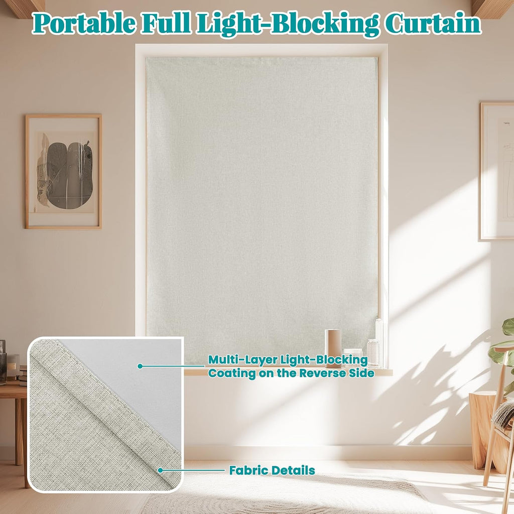 100% Blackout Self Adhesive Curtains- Stick on Curtains Shades Window Blinds Curtain No Rod Needed Easy to Hang Curtain, Use for Bedroom…