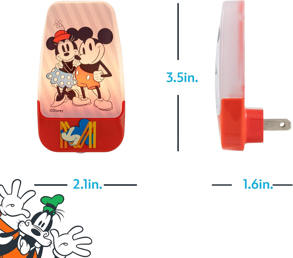Disney Classic Mickey and Minnie LED Night Lights Plug Into Wall NightLight for Kids Room Decor Ambient Lighting Girls Boys Bedroom…