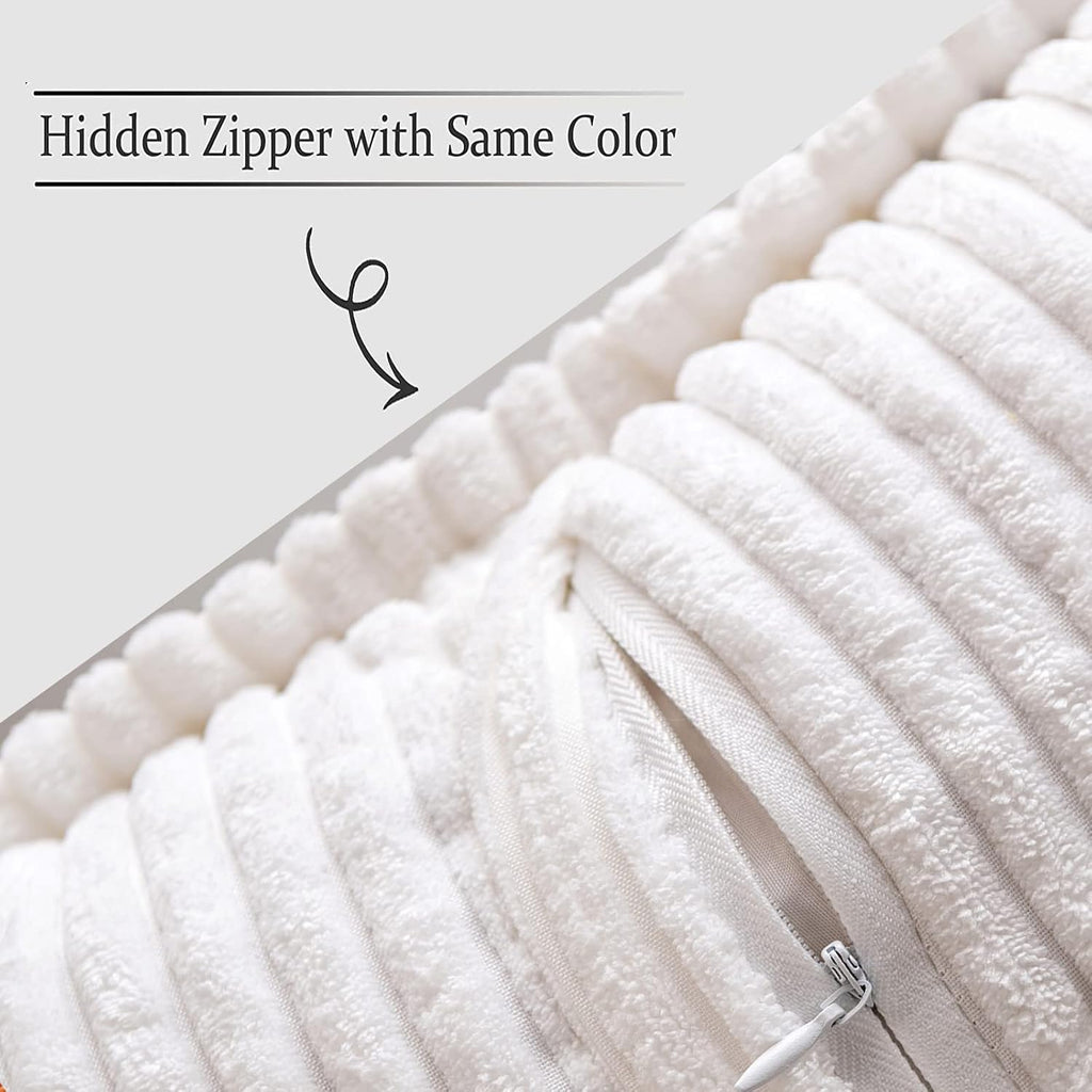 MIULEE Decorative Throw Pillow Covers for Couch Bed Livingroom 20x20 Inch Set of 2 White Boho Accent Throw Pllows Broadside Striped…