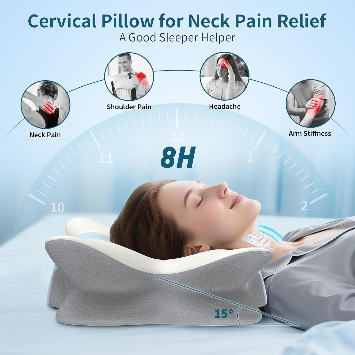 Besyodo Cervical Pillow for Neck and Shoulder - Ergonomic Neck Pillow for Sleeping, Contour Memory Foam Pillows Side Sleeper Pillow…